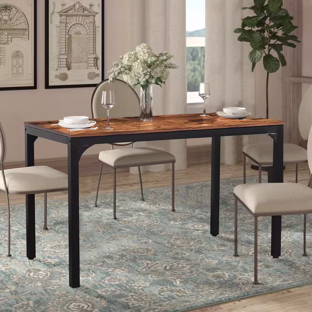 VEIKOUS 55.1 in. W x 23.6 in. D x 29.5 in. H Industrial Brown Dining Table Writing Computer Desk
