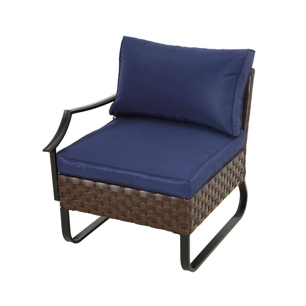 Patio Festival U-Leg 9-Piece Wicker Patio Conversation Set with Blue Cushions