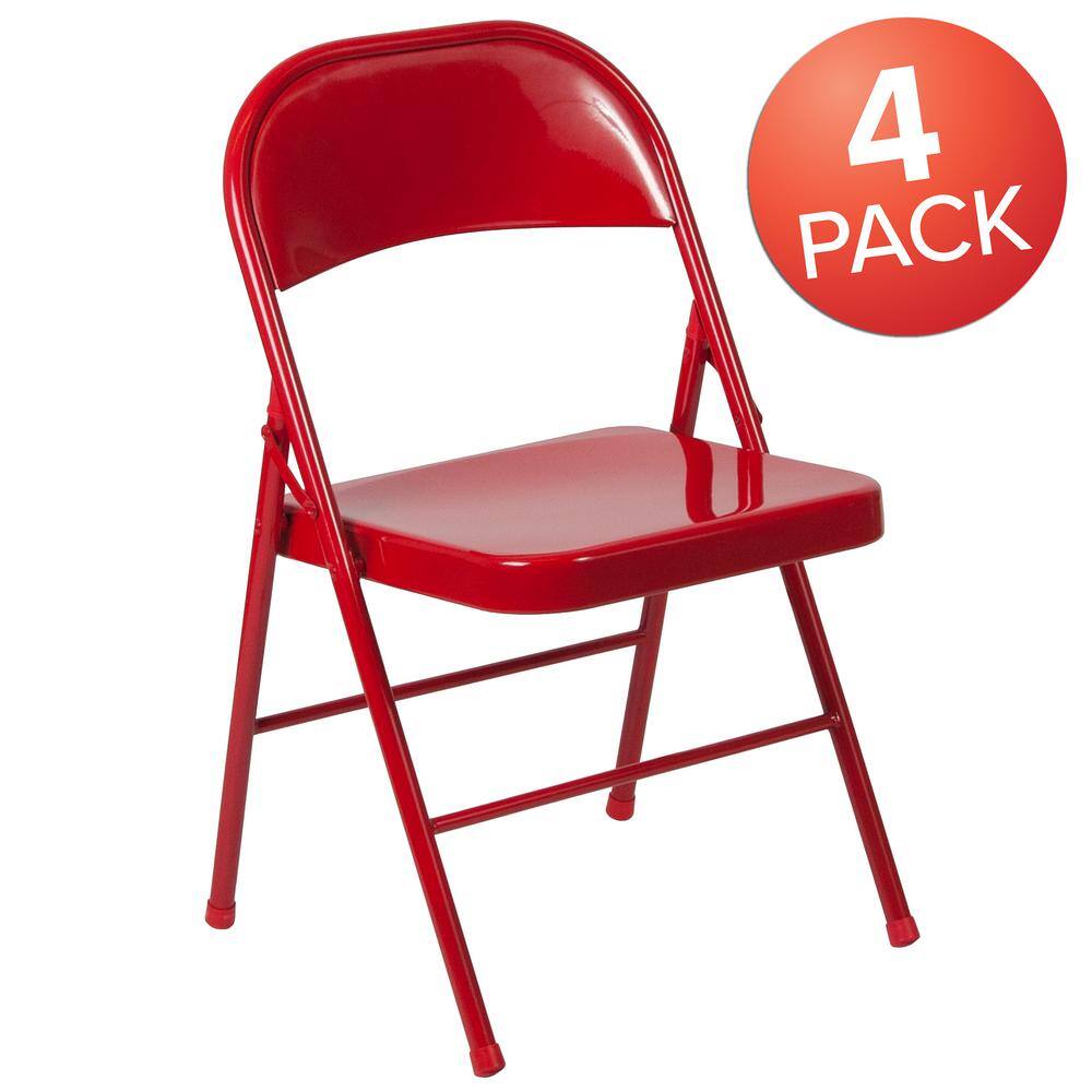 Carnegy Avenue Red Metal Folding Chair (4-Pack)