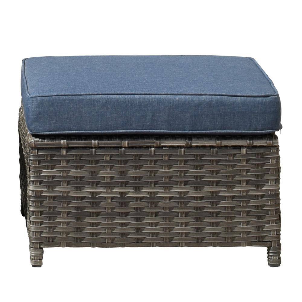 OVIOS Mercury Brown 5-Piece Wicker Patio Conversation Seating Set with Beige Cushions