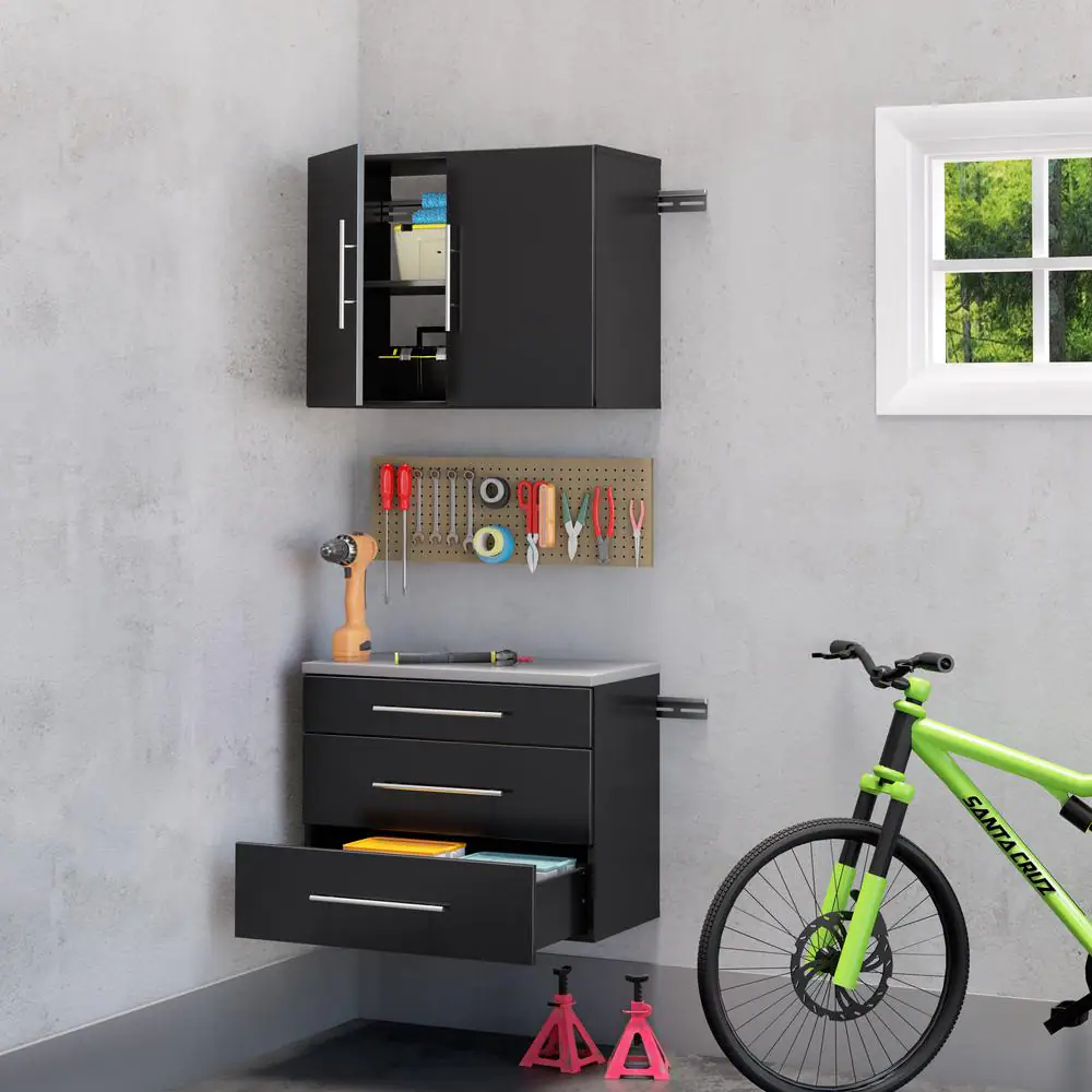 Prepac HangUps 36 in. W x 24 in. H x 16 in. D Upper Storage Cabinet in Black (1-Piece )
