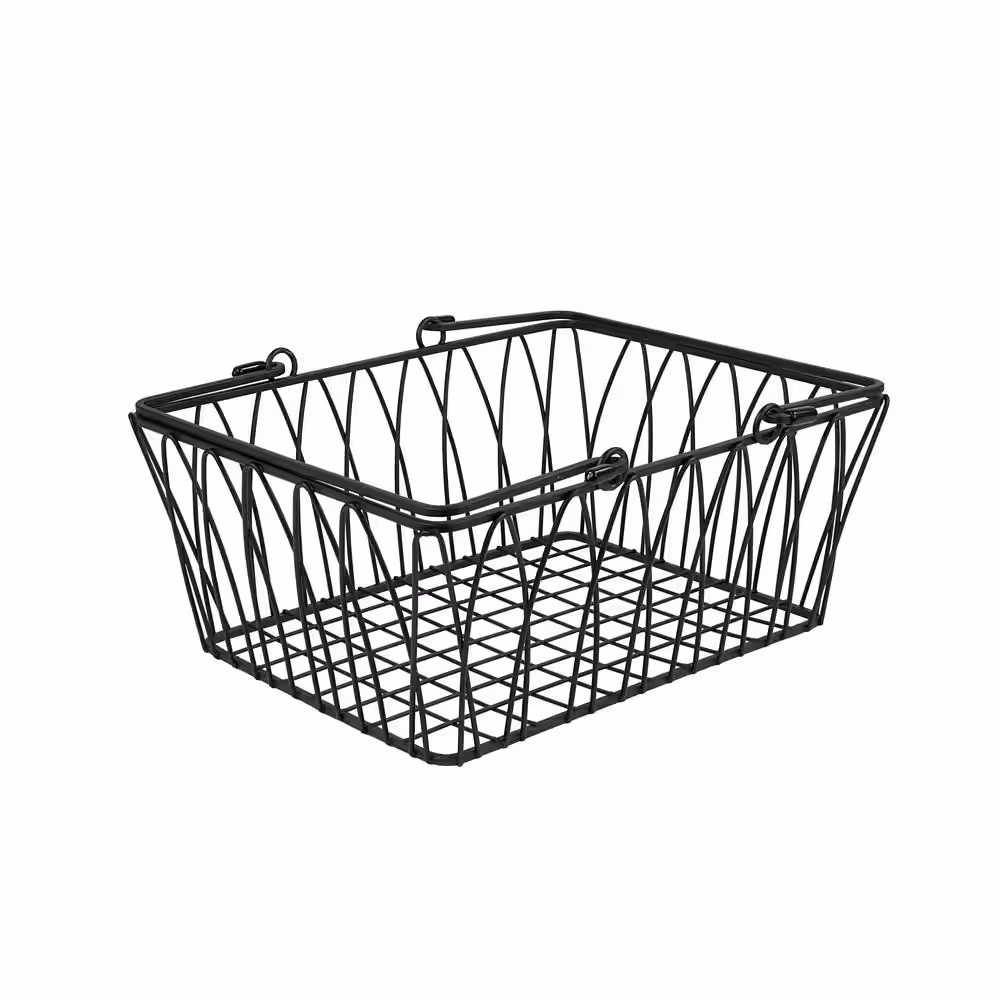 Spectrum 5.25 in. H x 11 in. W Black Steel 1-Drawer Wide Mesh Wire Basket