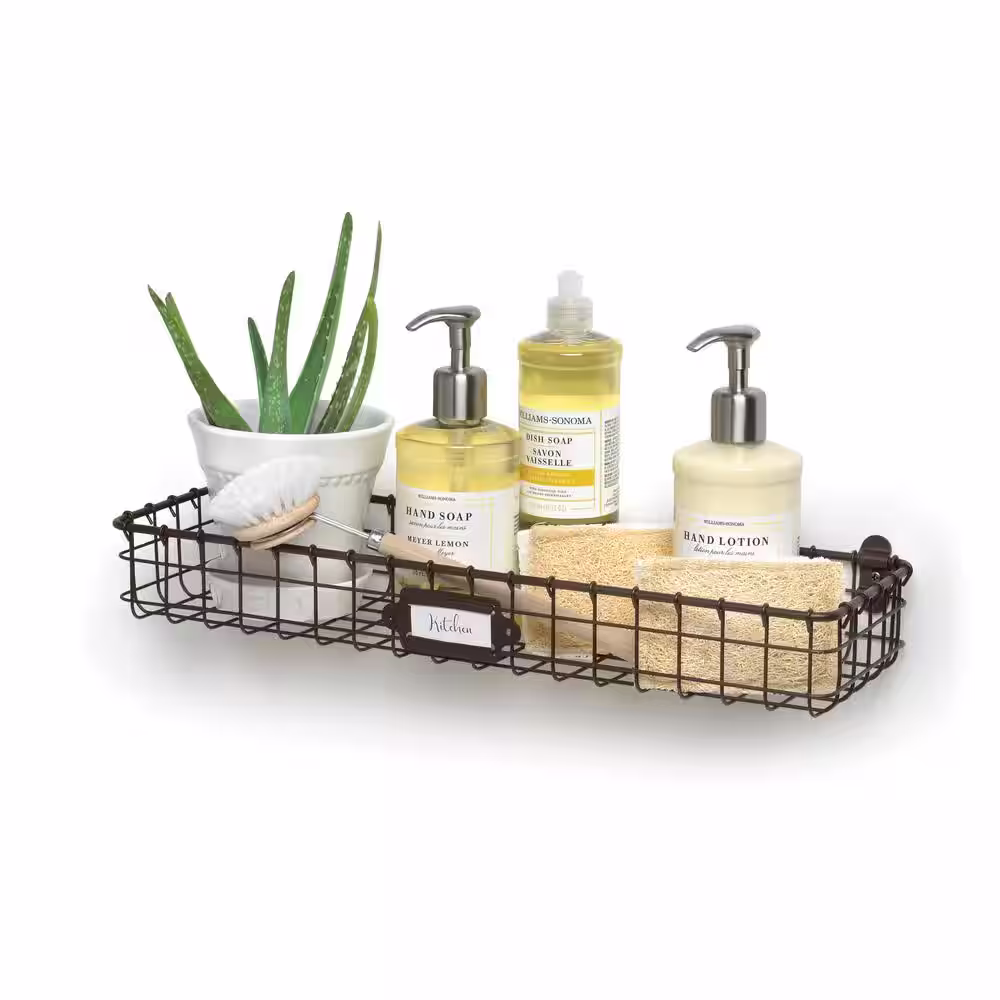 Spectrum 3 in. H x 18.5 in. W Bronze Steel 1-Drawer Wide Mesh Wire Basket