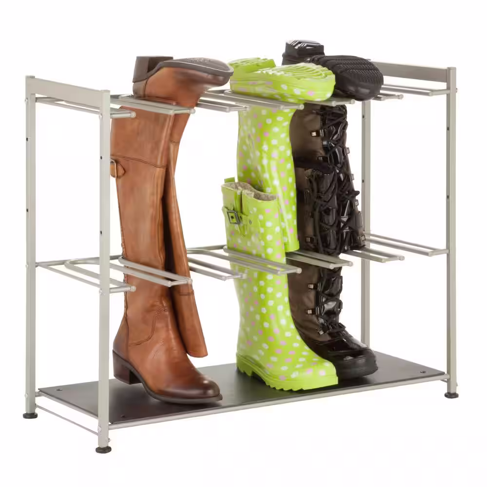Honey-Can-Do Silver Steel Entryway or Closet Hanging Boot Storage and Drying Rack