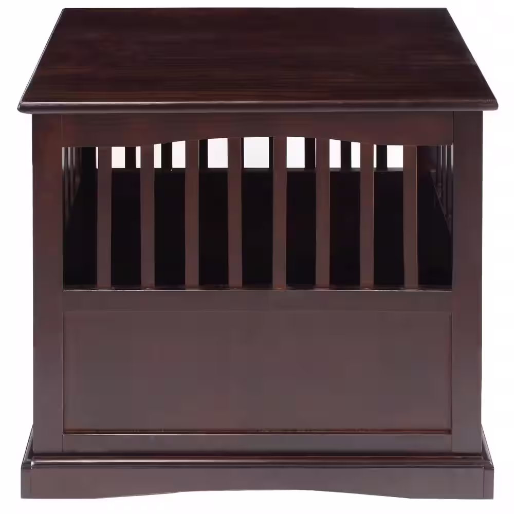Casual Home Small Espresso Pet Crate End Table with Gate