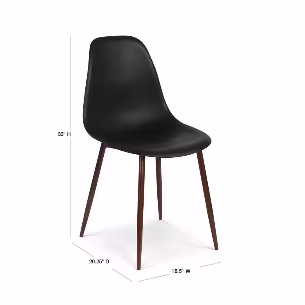 EDGEMOD Landon Black Sculpted Dining Chair (Set of 4)