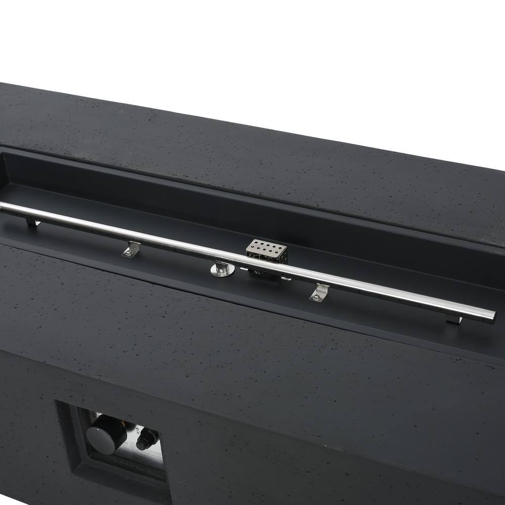 Noble House Mayfair Dark Gray Rectangular Stone Fire Pit (No Tank Holder)