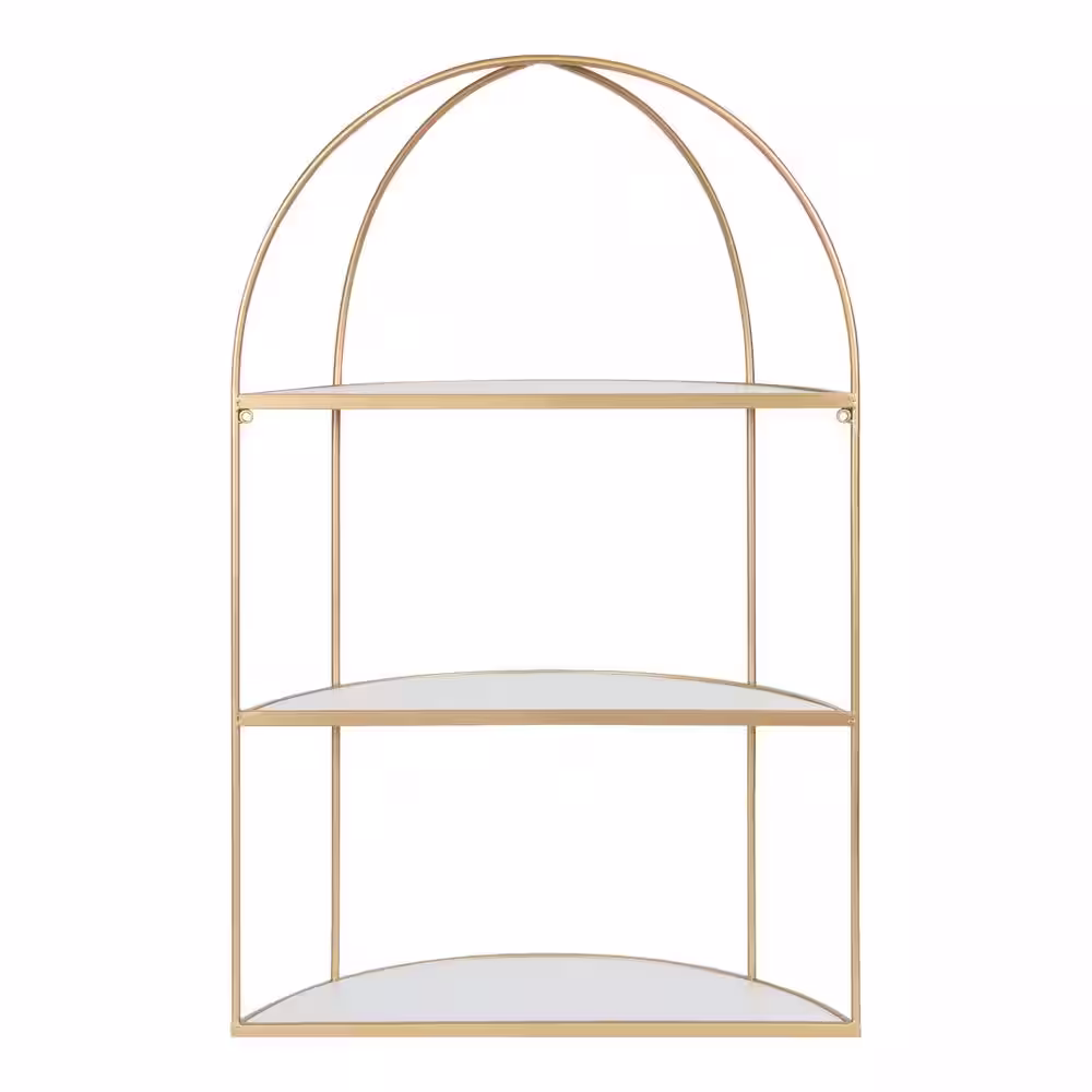 Kate and Laurel Freade 32.00 in. x 21.25 in. x 32.00 in. White Metal Floating Decorative Wall Shelf Without Brackets