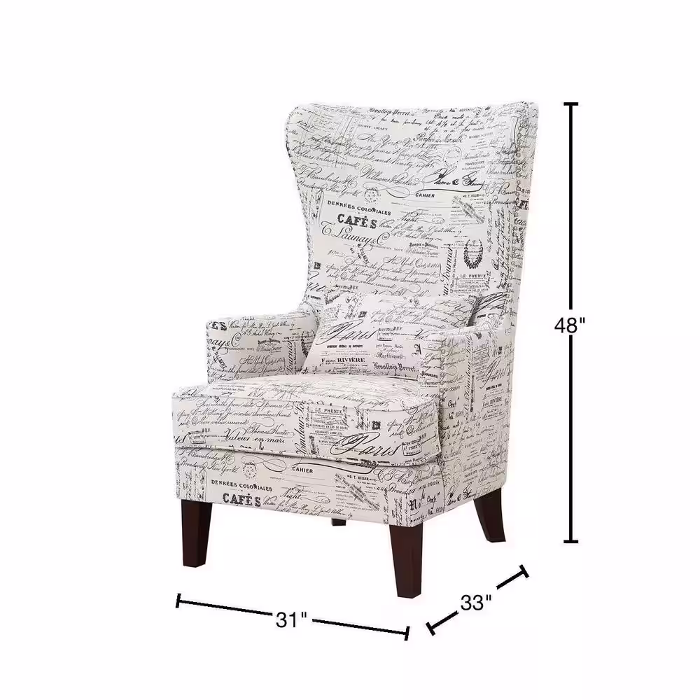 None Kegan French Script Accent Chair