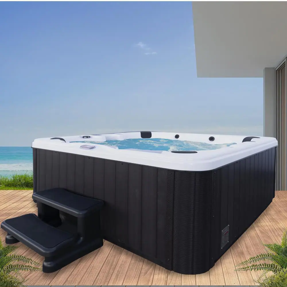 American Spas 6-Person 45-Jet Premium Acrylic Lounger Hot Tub with Bluetooth Sound System