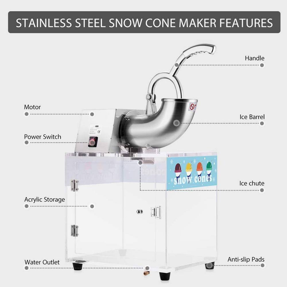 VIVOHOME 140 oz. 440lbs/hr. Dual Blades Stainless Steel Snow Cone Machine with Acrylic Box