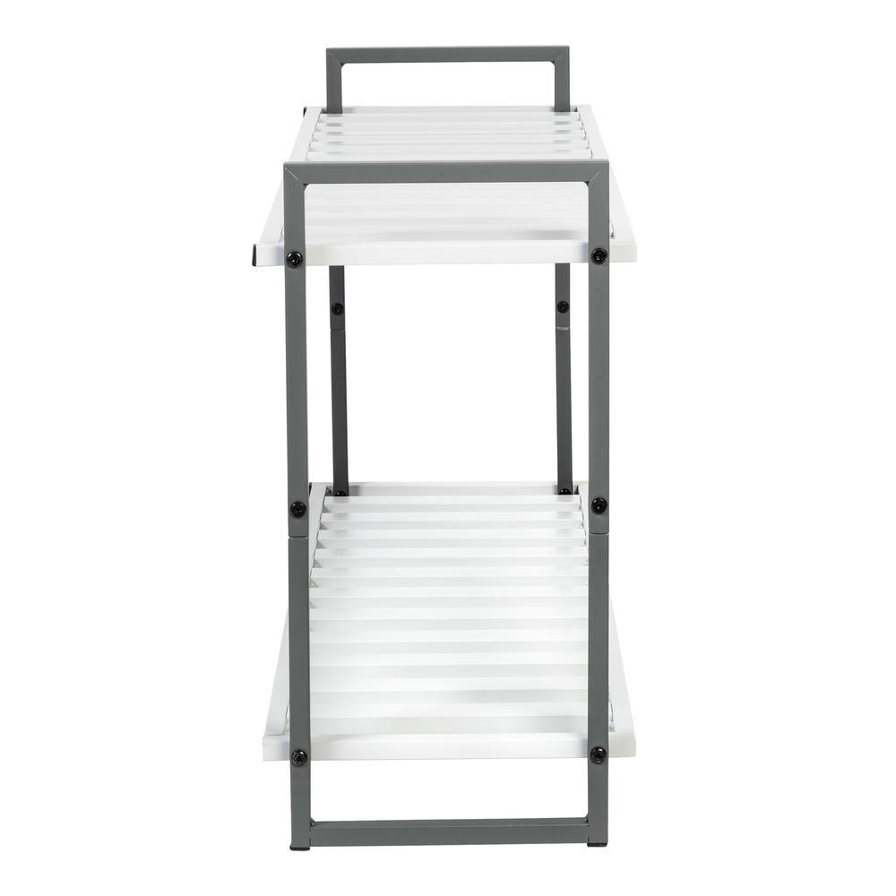 None 20 in. H x 30 in. W 6-Pair 2-Shelf White/Gray Steel Freestanding Shoe Rack