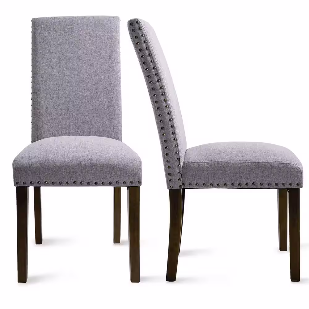 Harper & Bright Designs Light Grey Upholstered Dining Chairs (Set of 2)
