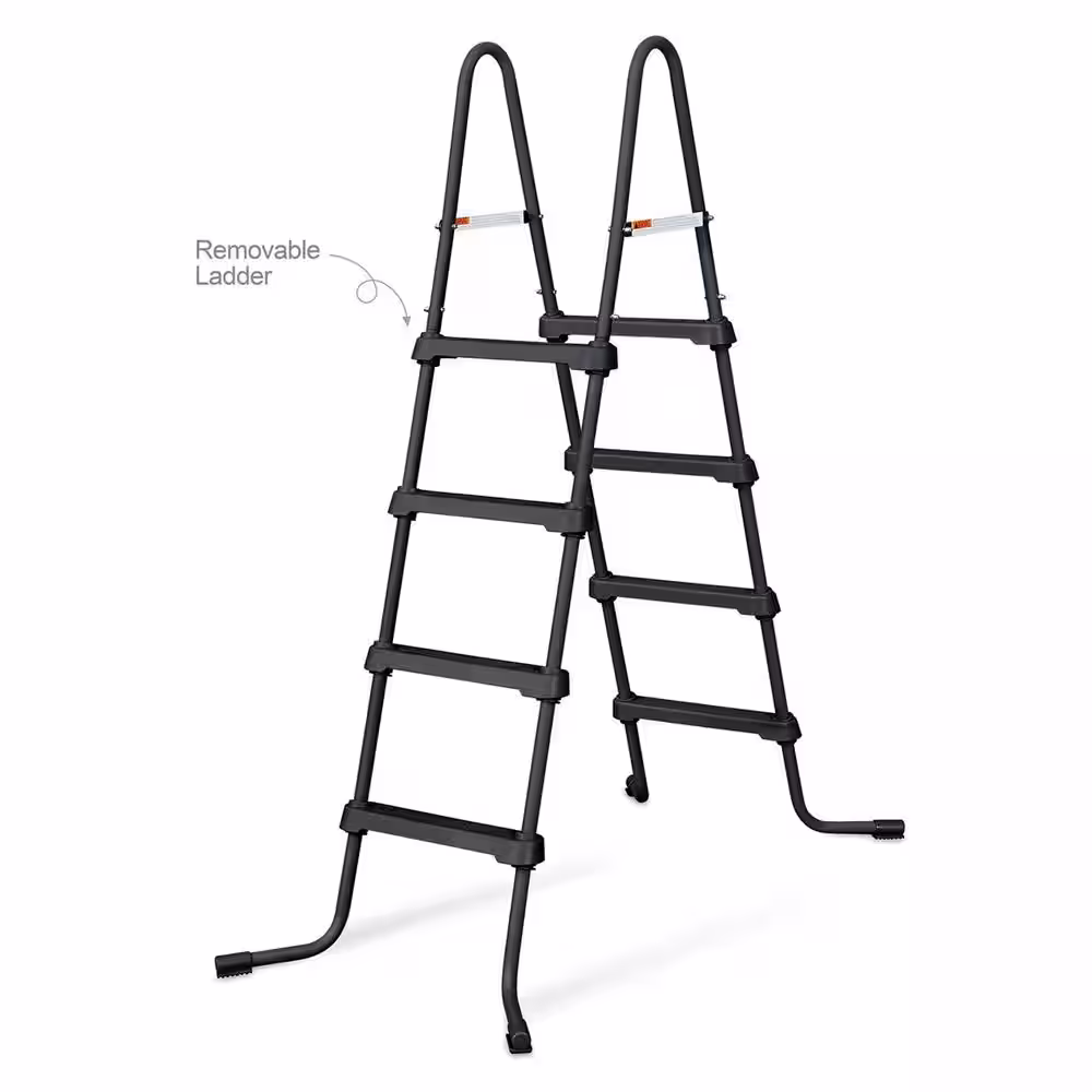 None 20 ft. Round 48 in. Deep Metal Frame Above Ground Pool, Dark Herringbone