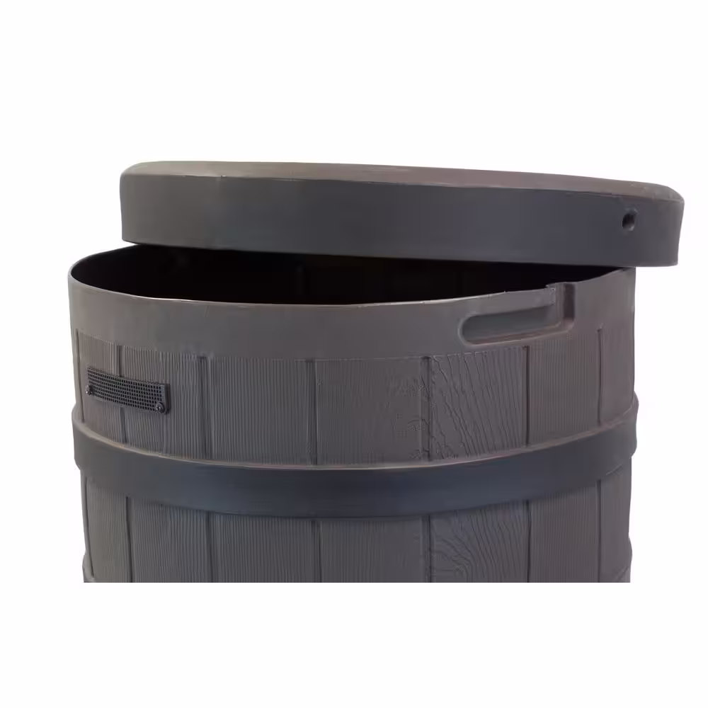 Good Ideas Rain Wizard 50 Gal. American Oak with Darkened Ribs Rain Barrel
