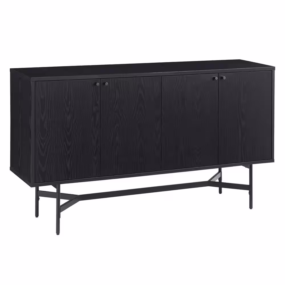 None Richmond Black Grain MDF 58 in. Buffet Table