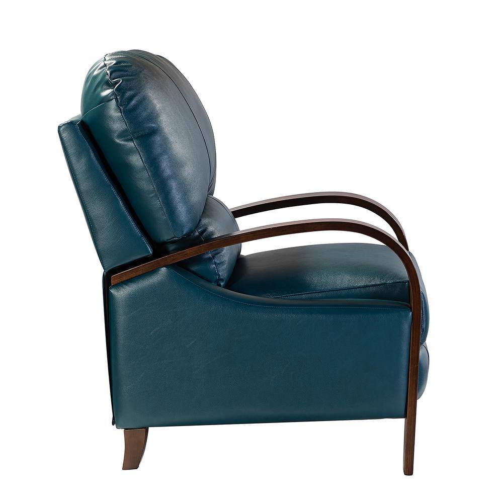 None Ernesto Turquoise Genuine Leather with The Wooden Armrest Recliner