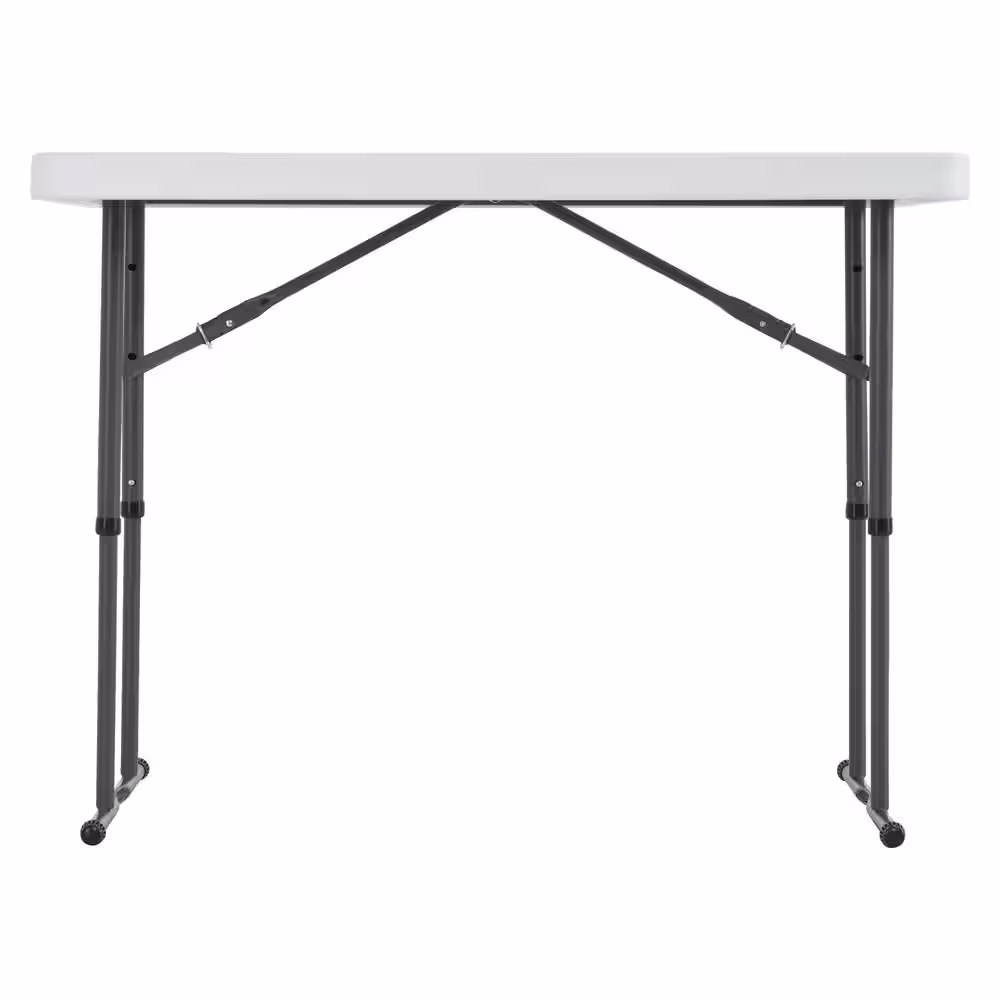 Lifetime 4 ft. White Granite Resin Adjustable Height Commercial Folding Table