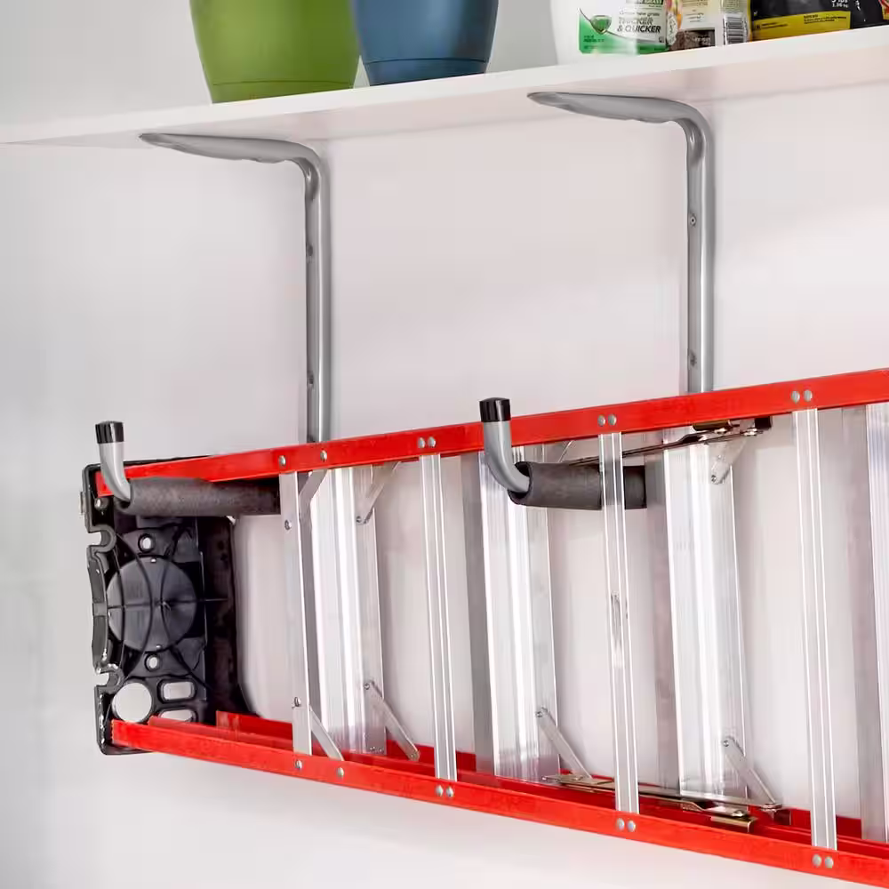 Everbilt 50 lbs. 2-in-1 Heavy-Duty Wall-Mounted Padded Steel Shelf Hanger and Tool Holder (4-Pack)