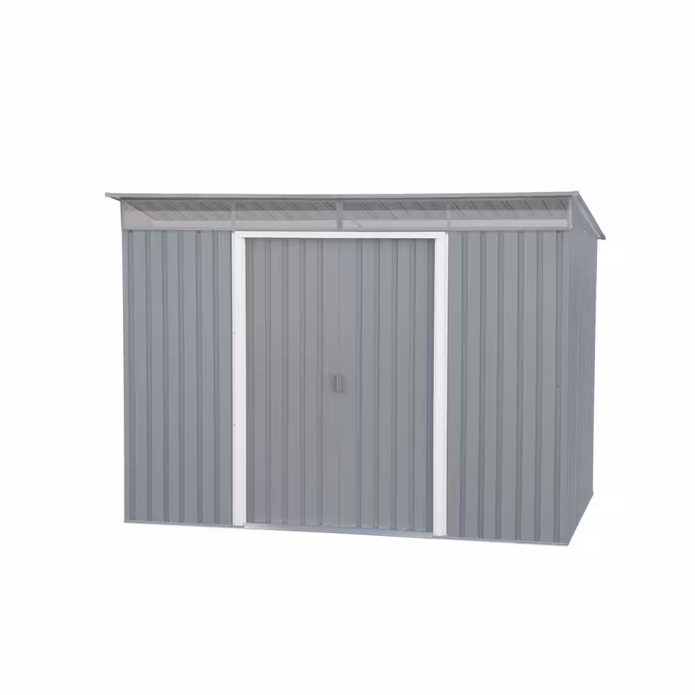 DURAMAX Pent Roof 8 ft. W x 6 ft. D Metal Lean to Shed with Skylight Light Gray 48 sq. ft.
