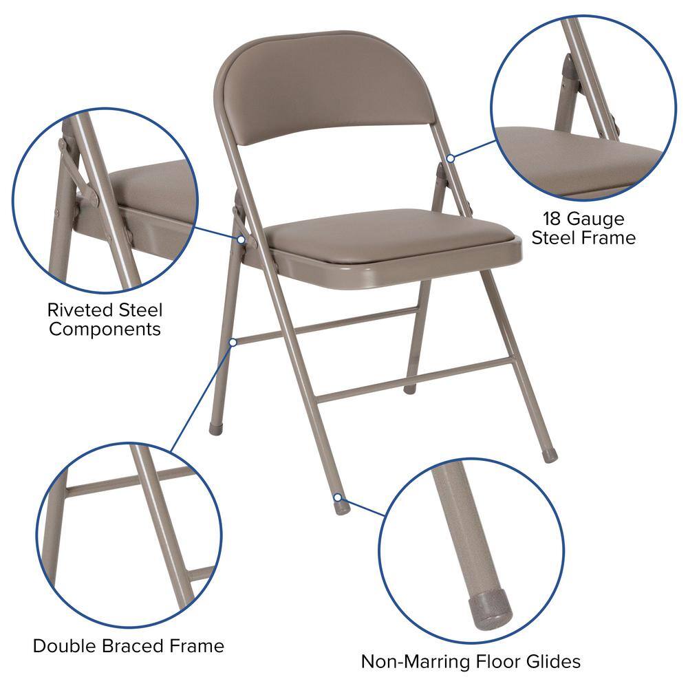 Carnegy Avenue Gray Metal Seat Frame Folding Chair