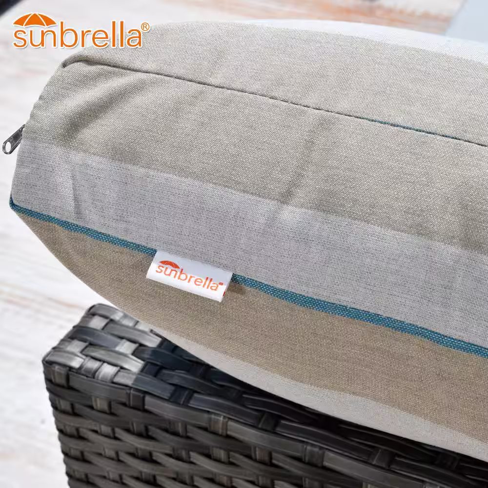 HOOOWOOO Lake Caddo Gray 9-Piece No Assembly Wicker Patio Conversation Sofa Set with Two Coffee Tables and Sunbrella Cushions