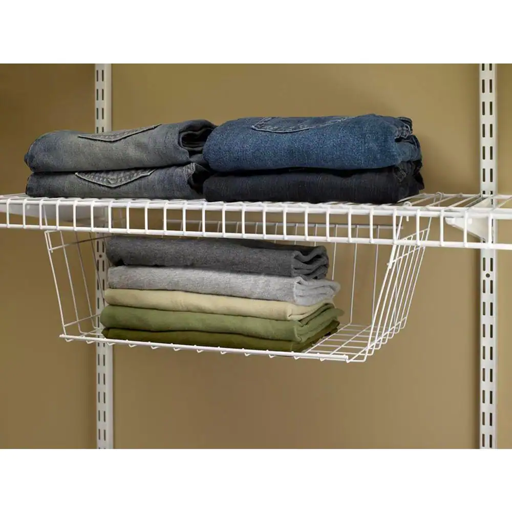 ClosetMaid 7.8 in. H x 17 in. W White Steel 1-Drawer Wide Mesh Wire Basket