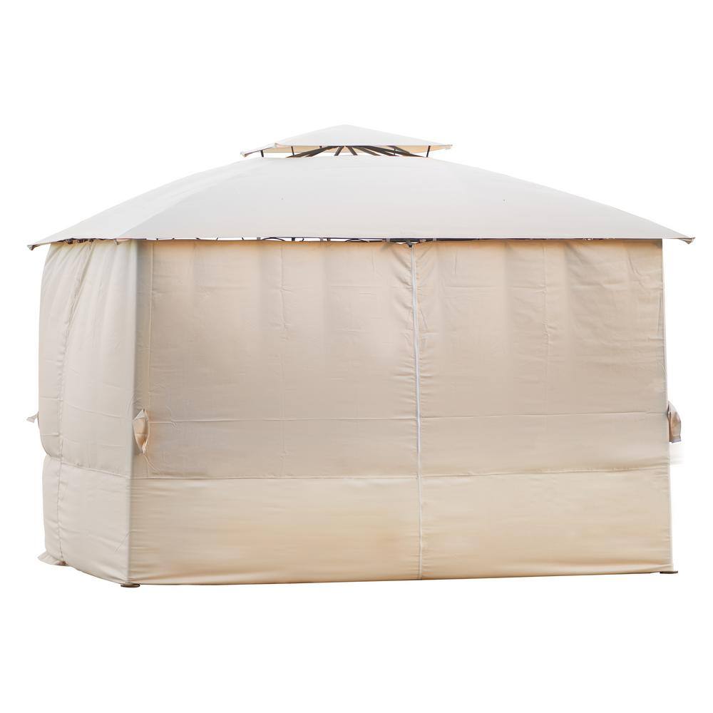 Nestfair Beige 11 ft. x 12 ft. Double Tiered Gazebo Canopy with UV Protection