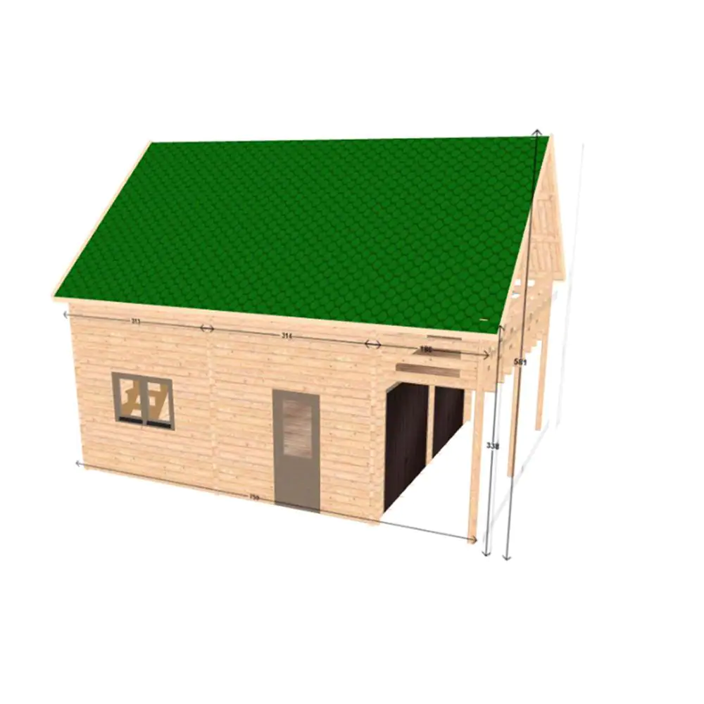 Hud-1 EZ Buildings Balcony Garage D.I.Y. 2 Story Log Garage Building Kit