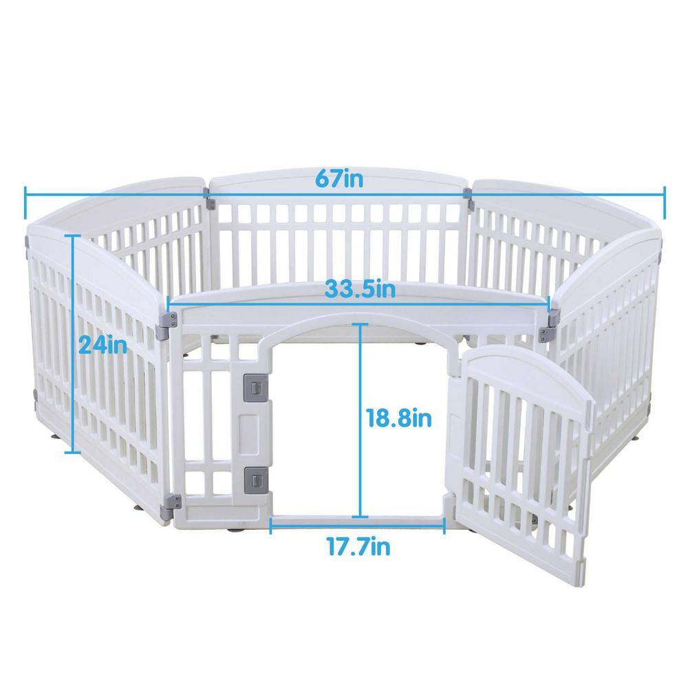 None Pet Playpen Foldable Gate for Dogs Heavy Plastic Puppy Exercise Pen with Door