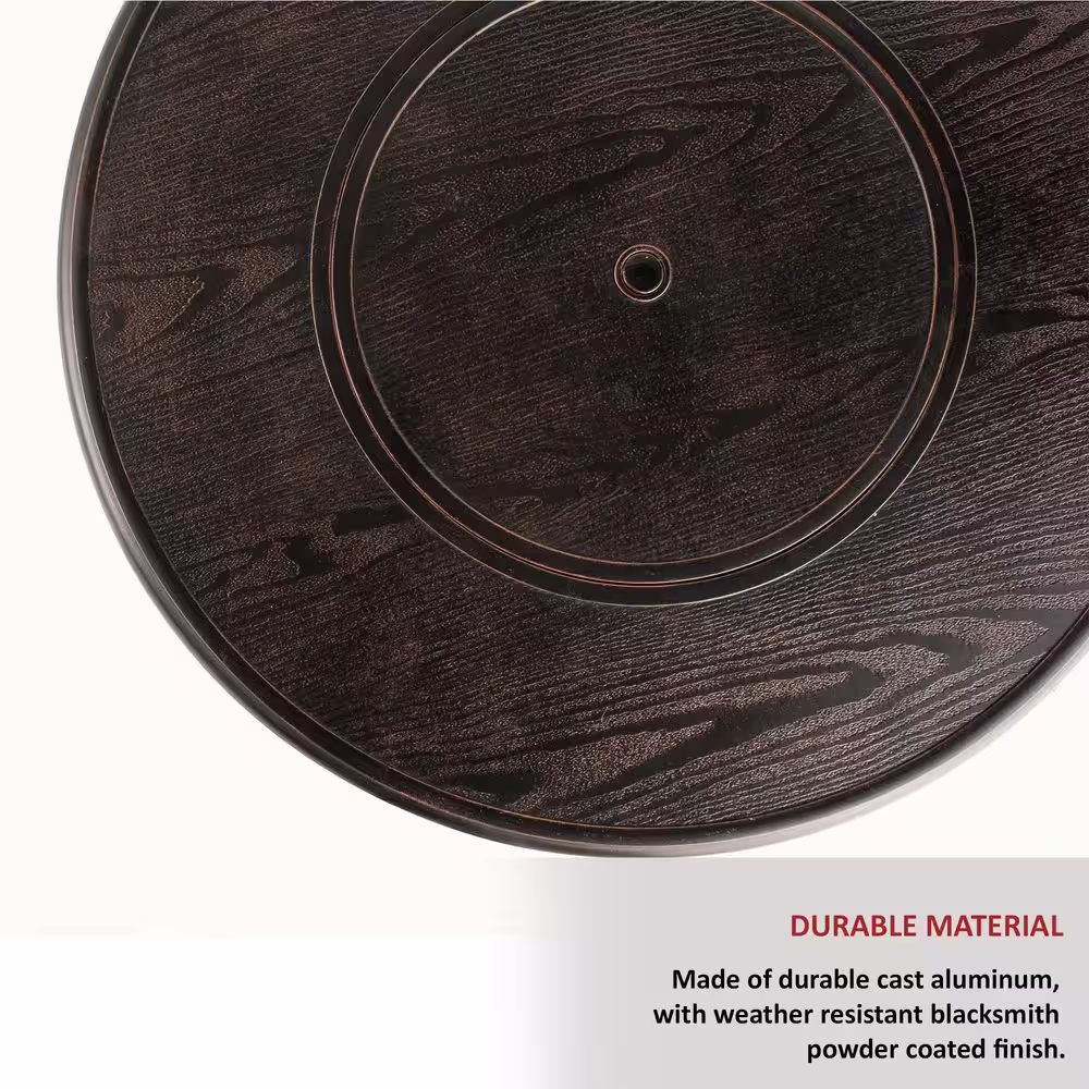 Alfresco Manchester 36 in. x 25 in. Round Aluminum Match Lit Propane Gas Fire Pit Chat Table with Glacier Ice Firebeads