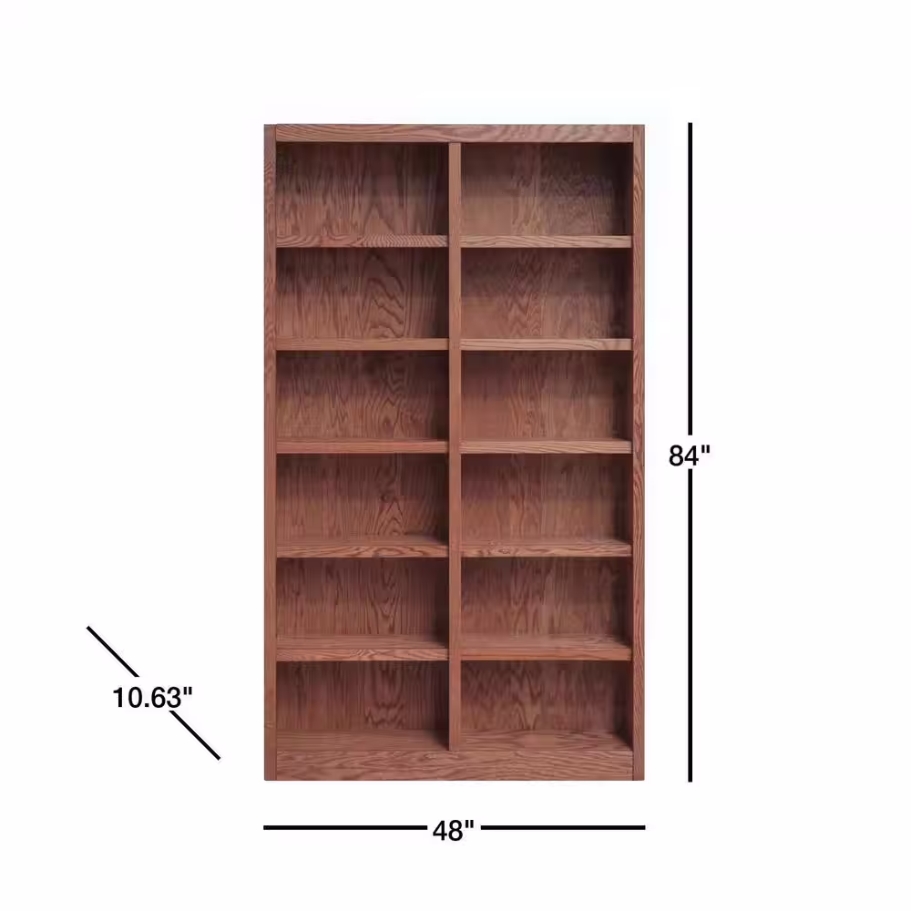 Concepts In Wood 84 in. Dry Oak Wood 12-shelf Standard Bookcase with Adjustable Shelves