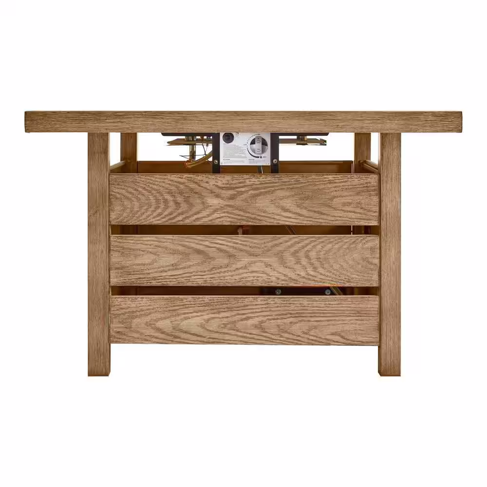 Home Decorators Collection Summerfield 39.5 in. 25 in. Square Steel Brown Wood Look Top LP Gas Fire Pit