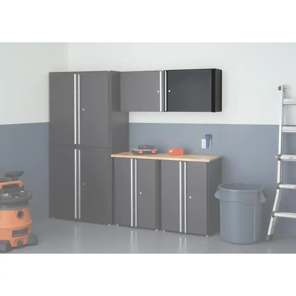 TRINITY Steel 1-Shelf Wall Mounted Garage Cabinet in Black/Silver (24 in W x 19 in H x 12 in D)