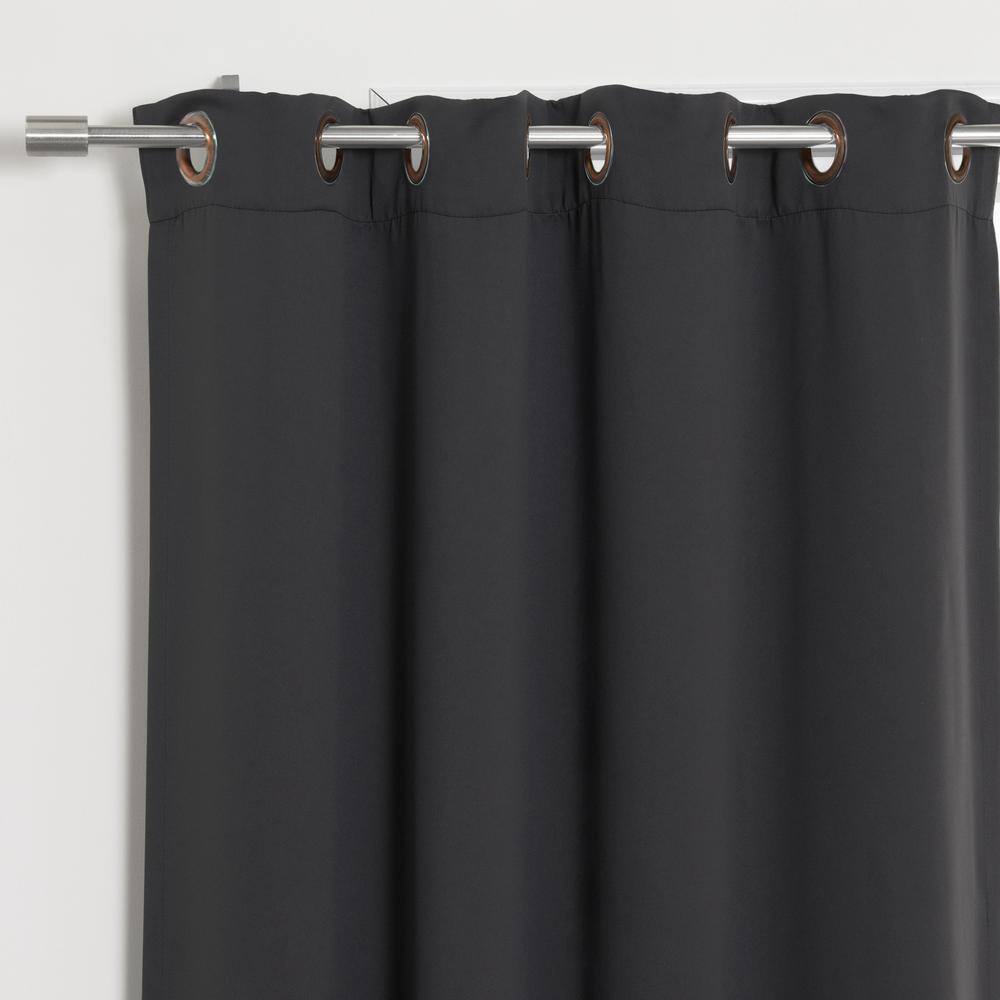 Best Home Fashion Dark Grey Grommet Blackout Curtain - 52 in. W x 96 in. L (Set of 2)