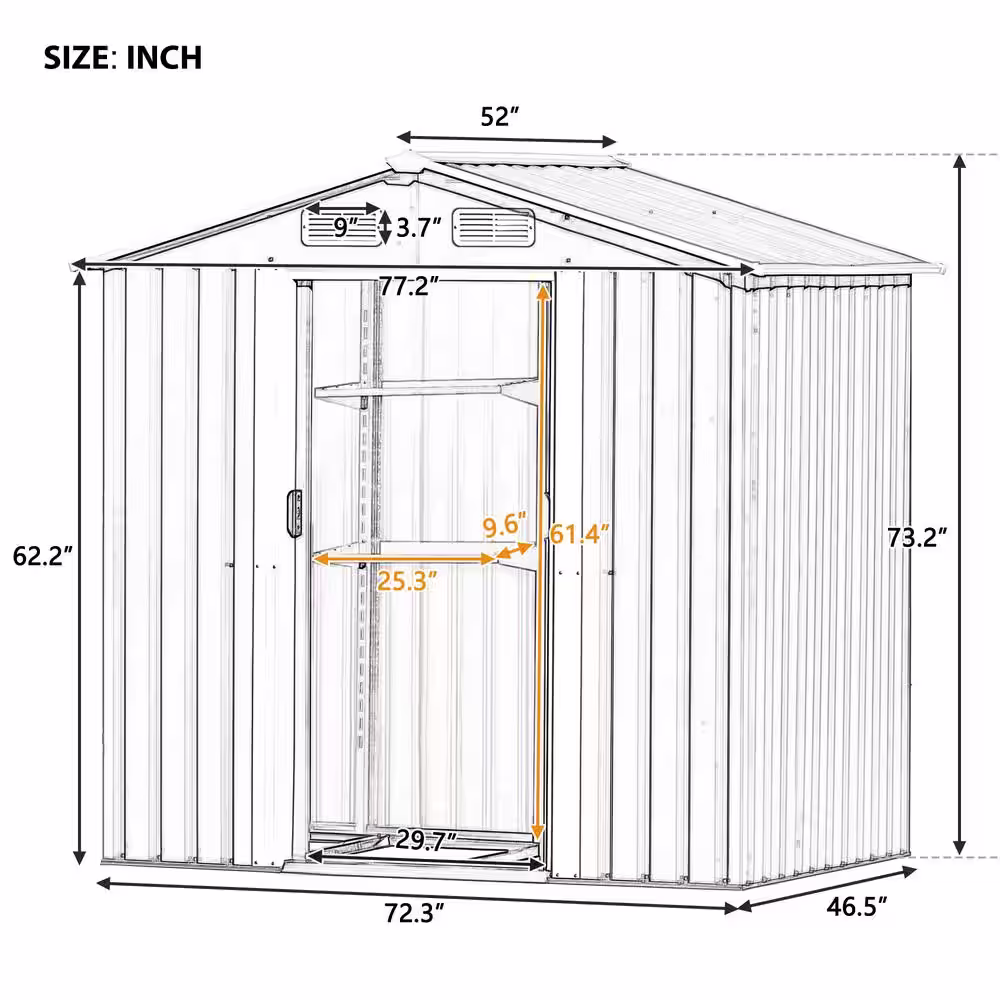 Clihome Gray 4 ft. W x 6 ft. D Metal Garden Shed Patio Storage Shed with Adjustable Shelf and Tool Cabinet (24 sq. ft.)