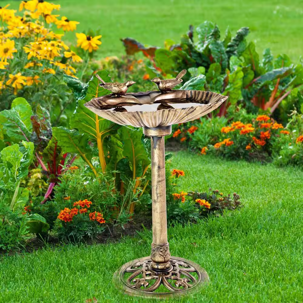 Patio Premier Bronze Resin Sitting Pair Birdbath