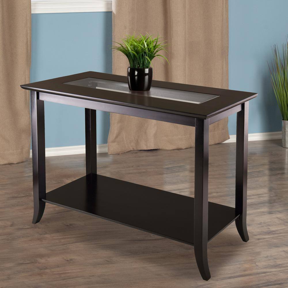 WINSOME WOOD Genoa 40 in. Espresso Rectangle Composite Console Table with Shelves