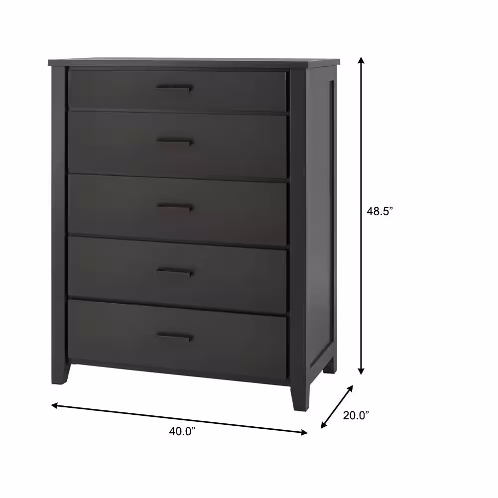 StyleWell Stafford Charcoal Black 5-Drawer Chest of Drawers (48 in. H x 40 in. W x 20 in. D)