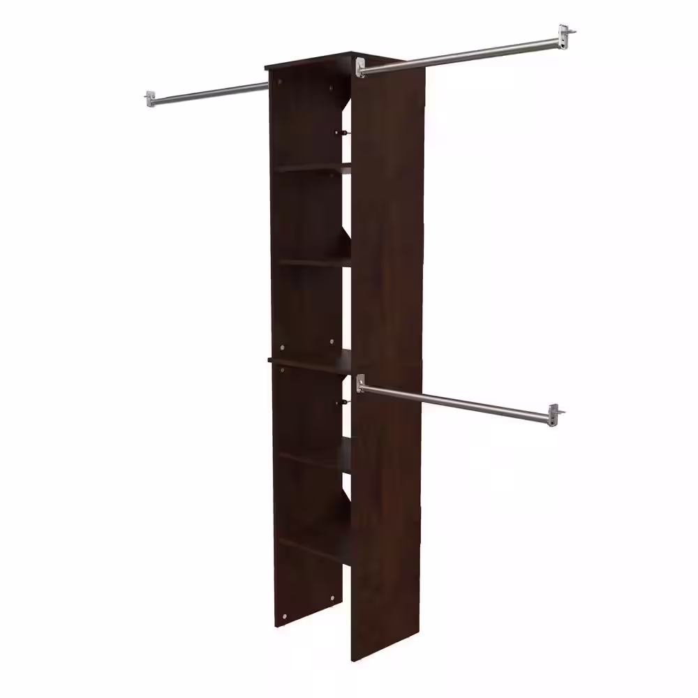 ClosetMaid Style+ 72 in. W - 113 in. W Chocolate Narrow Wood Closet System