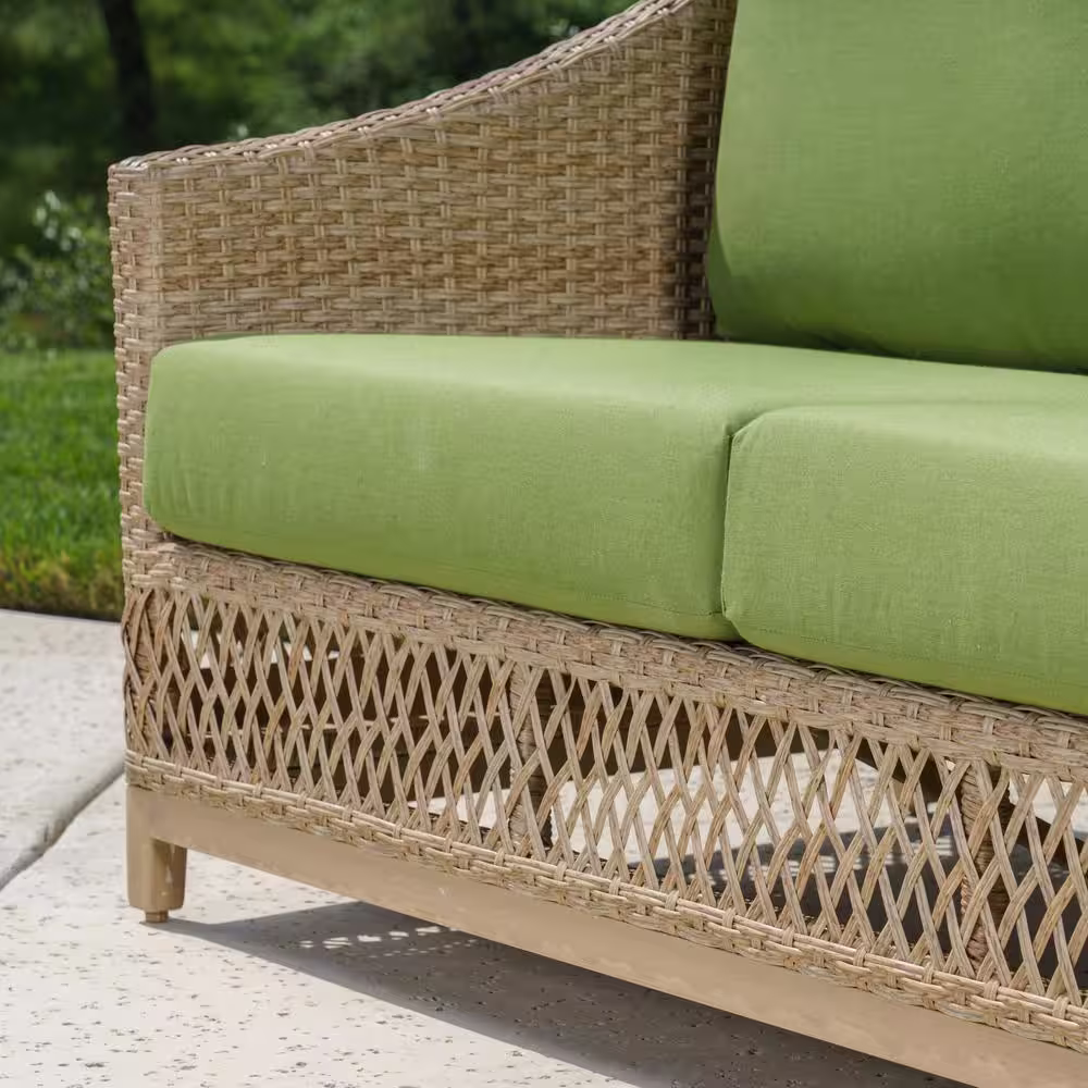 Canopy Prescott 5-Piece Resin Wicker Patio Deep Seating Set with Sunbrella Spectrum Cilantro Cushions