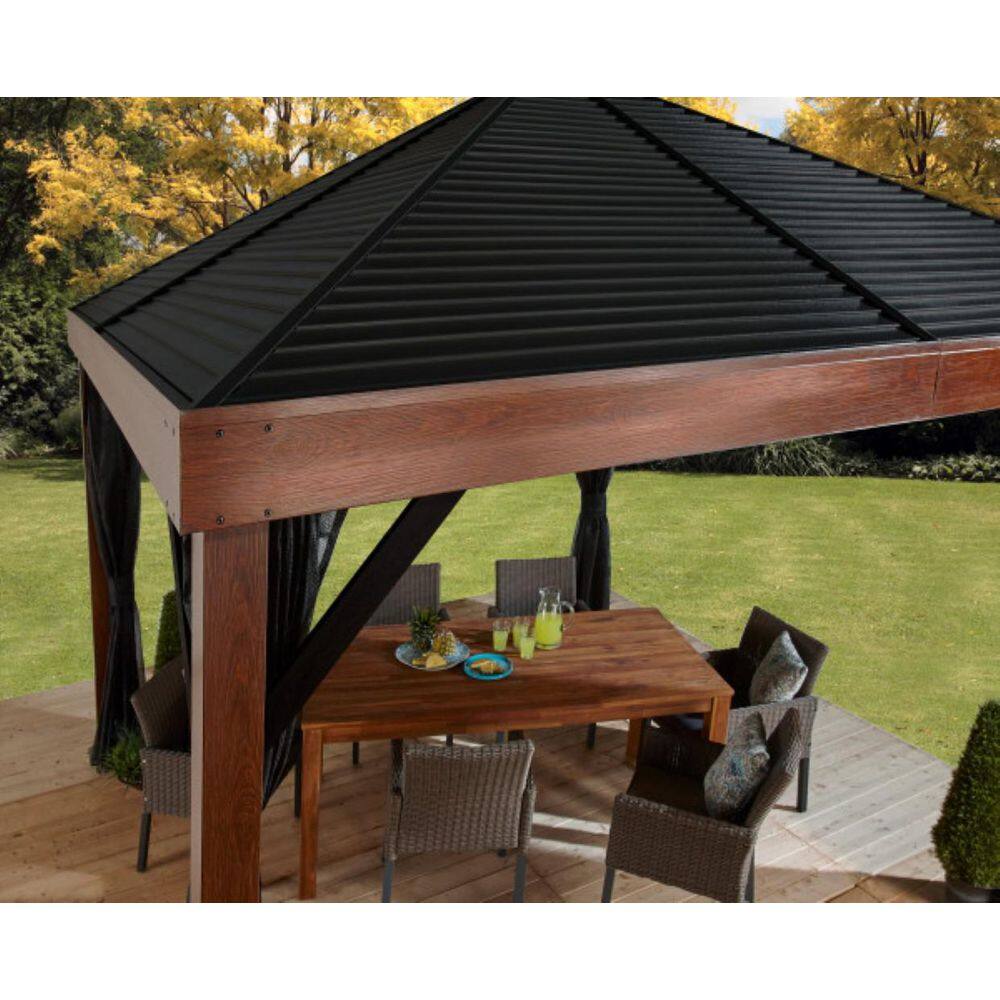 Sojag Valencia 12 ft. x 12 ft. Wood Effect Rustproof Aluminum Framed Gazebo
