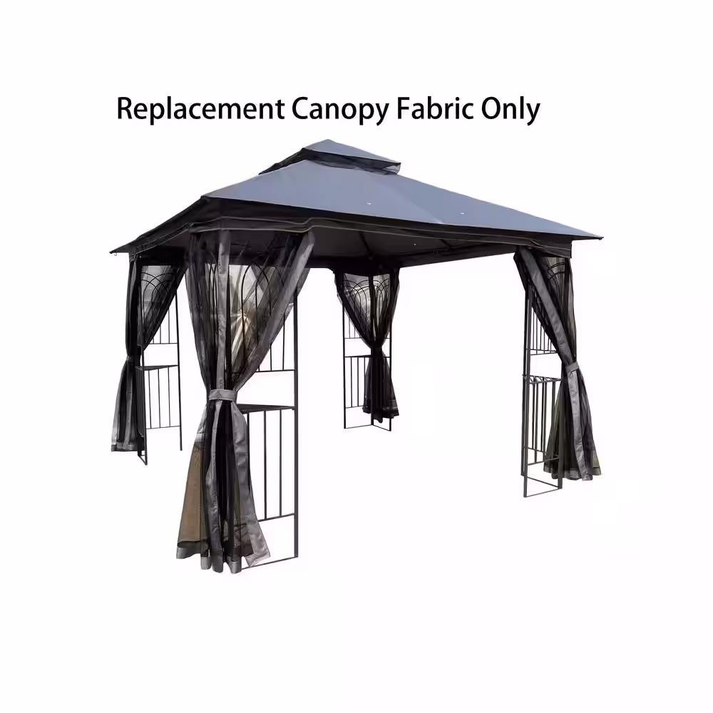 None 10 ft. x 10 ft. Gray Patio Double Roof Gazebo Replacement Canopy Top Only