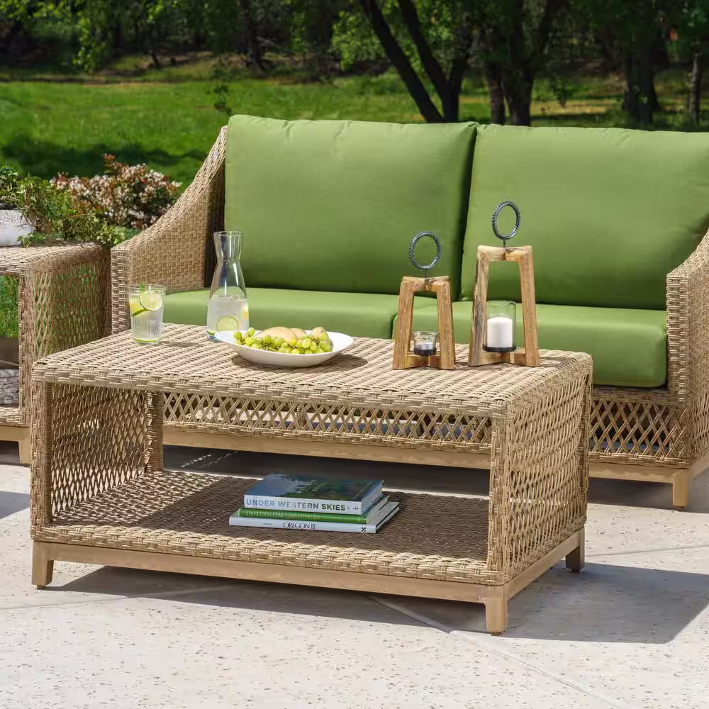Canopy Prescott 5-Piece Resin Wicker Patio Deep Seating Set with Sunbrella Spectrum Cilantro Cushions