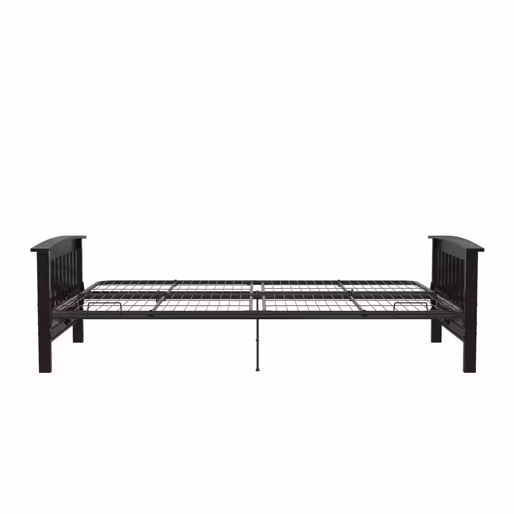 None Darrien 6 in. Beige Full Wood Arm Futon Frame with Thermobonded High Density Polyester Fill Mattress