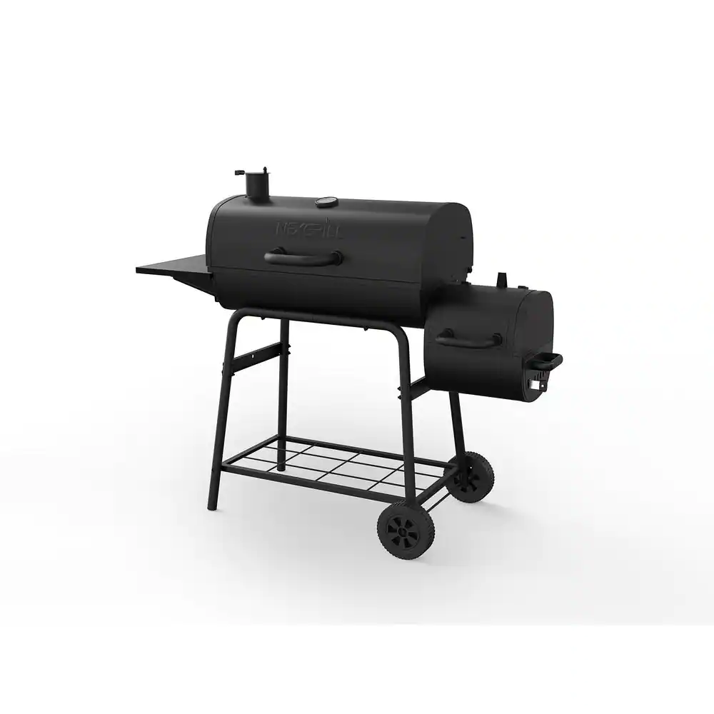 Nexgrill 29 in. Barrel Offset Charcoal Smoker and Grill in Black