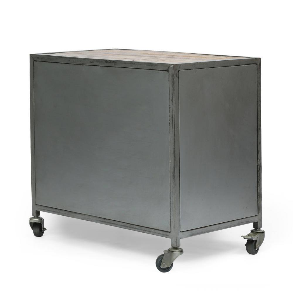 Noble House 23.25 in. H x 25.5 in. W HighDuffy 6-Pair Natural and Gray Mango Wood Shoe Rack with Drawer