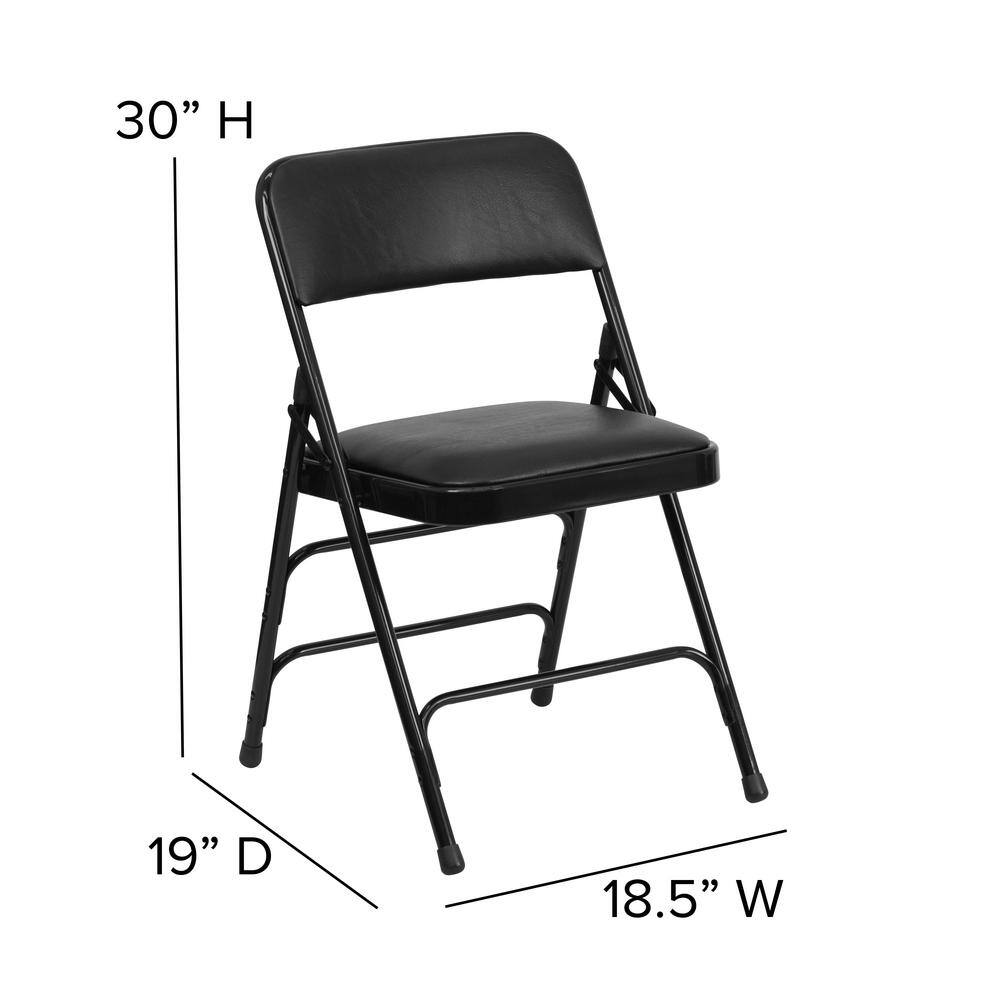 Carnegy Avenue Black Vinyl/Black Frame Metal Folding Chair (2-Pack)