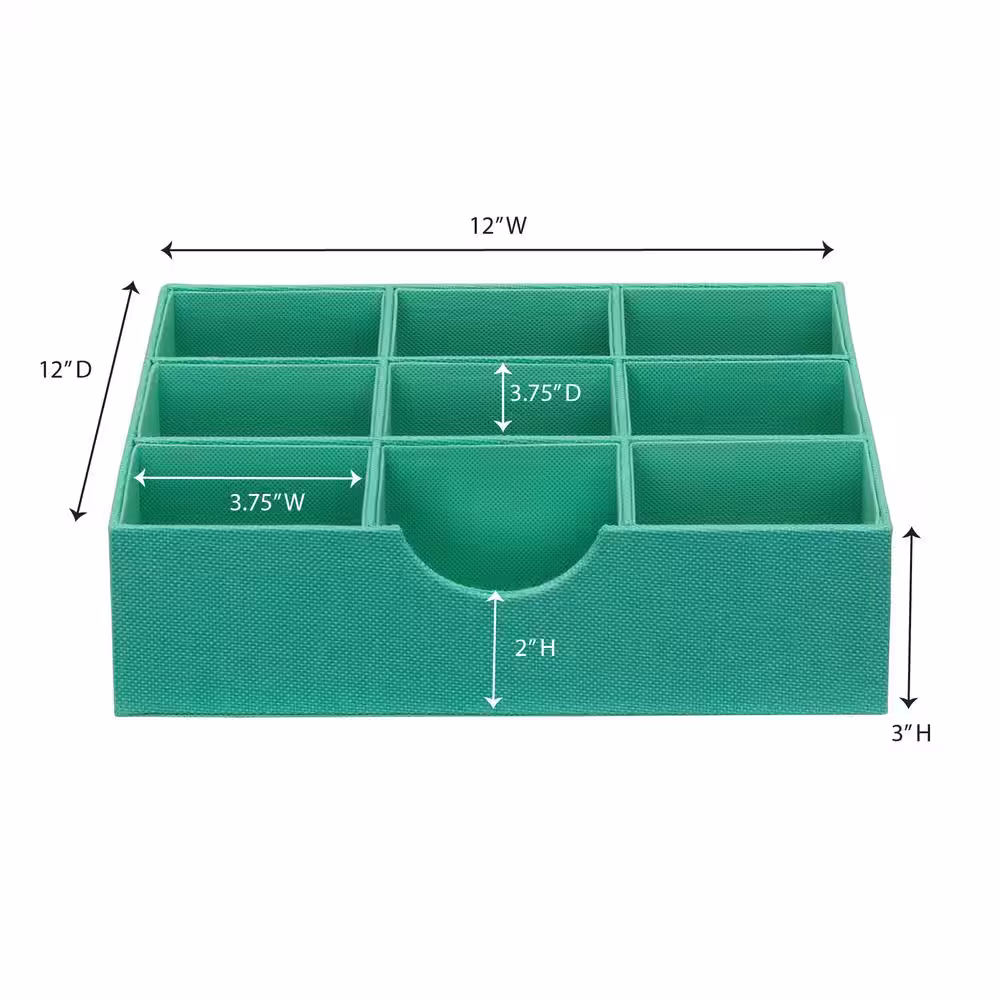 HOUSEHOLD ESSENTIALS 12 in. W x 3 in. H Seafoam Linen 1 Drawer Hard-Sided Trays (Set of 2)