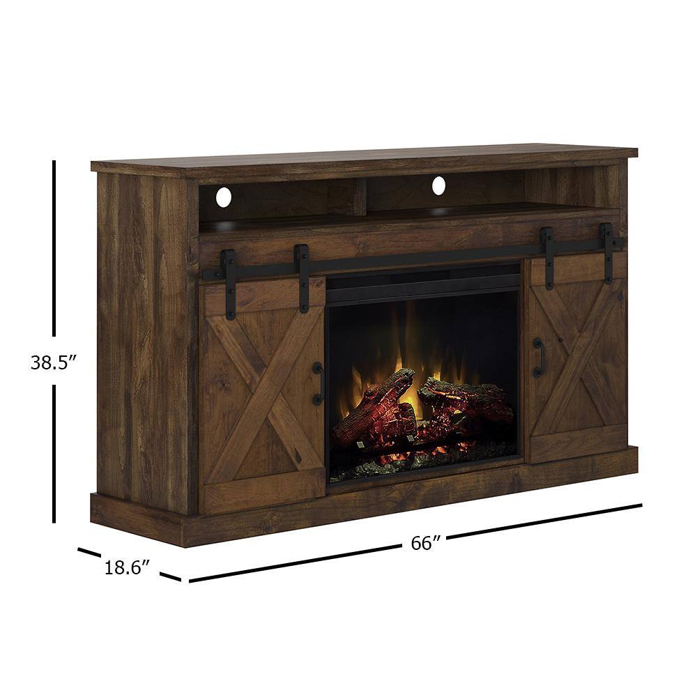 Bridgevine Home 66 in. Fully Assembled Brown TV Stand, Fits TV's up to 70 in.